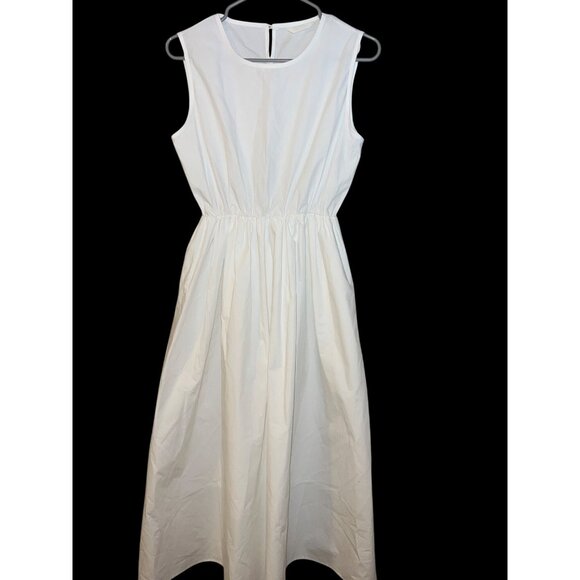 Sunday White Cotton Poplin Midi Dress – Minimalist, Classic, Timeless - Picture 1 of 12